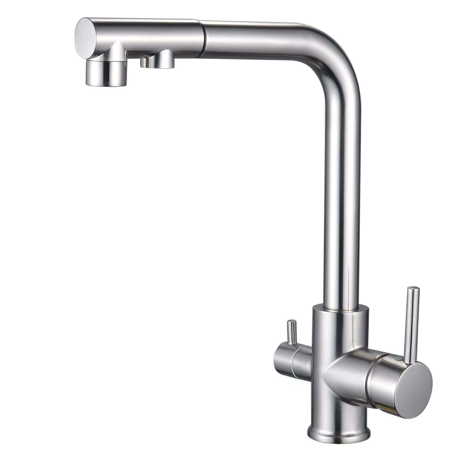 Grifo 3 vías Mod 1 Níquel Cepillado Grifo de 3 vías Recto Extensible - Imagen 1