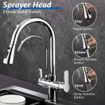 Grifo de 3 vías extensible curvo Níquel Cepillado - Imagen 2