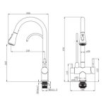 Grifo de 3 vías extensible curvo Níquel Cepillado - Imagen 4
